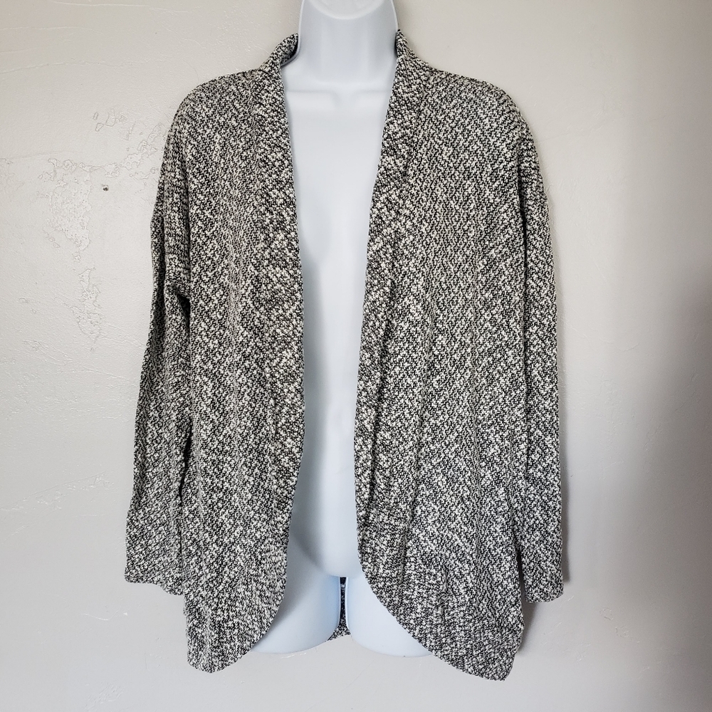 Motherhood Maternity S/M Black & White Cardigan Sweater Open Draped Front Top